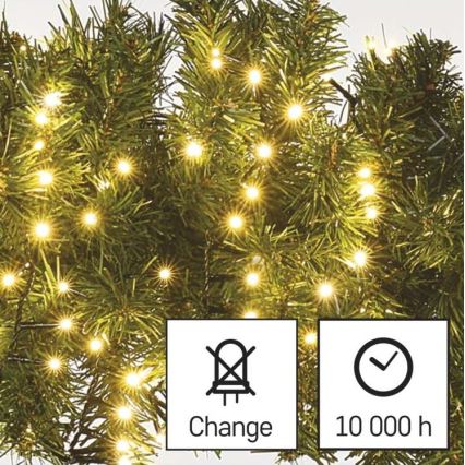 LED āra virtene, 400 LED, 13 m, IP44, siltā balta