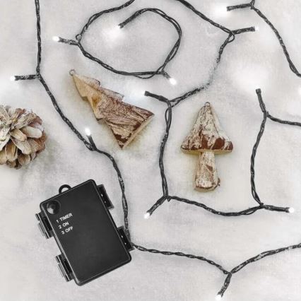 LED Āra virtene 40xLED/3xAA 3,3m IP44 auksti balta