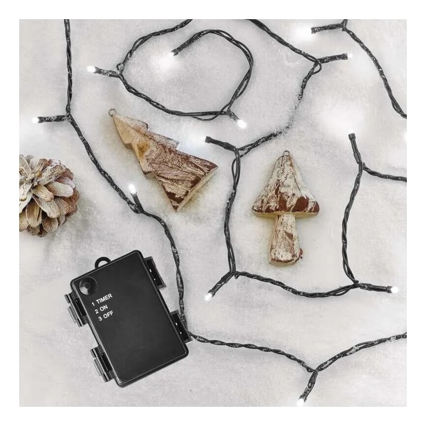 LED Āra virtene 40xLED/3xAA 3,3m IP44 auksti balta