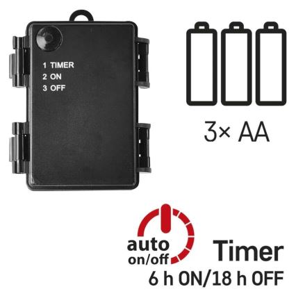 LED Āra virtene 40xLED/3xAA 3,3m IP44 auksti balta