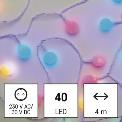 LED āra virtene 40xLED/9m IP44 daudzkrāsaina