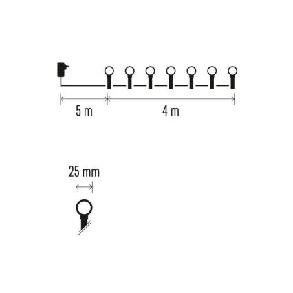 LED āra virtene 40xLED/9m IP44 daudzkrāsaina