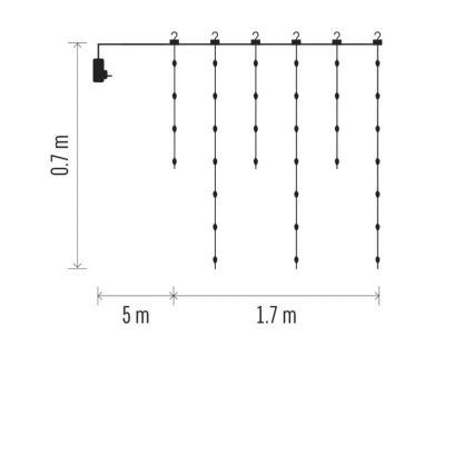 LED āra virtene 54xLED/8 funkcijas 6,7x0,7m IP44 silti balta