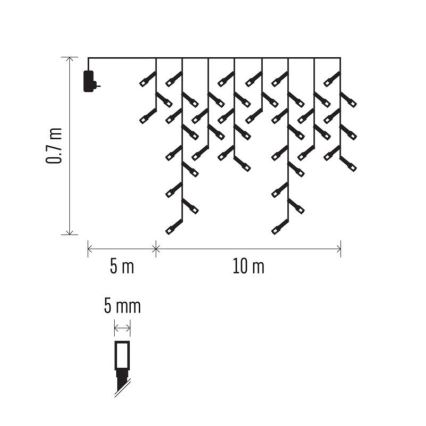 LED āra virtene 600xLED/8 režīmi 15m IP44 auksti balta