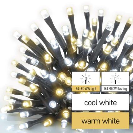 LED āra virtene 80xLED/2 funkcijas, 13 m, IP44, silta/auksta balta
