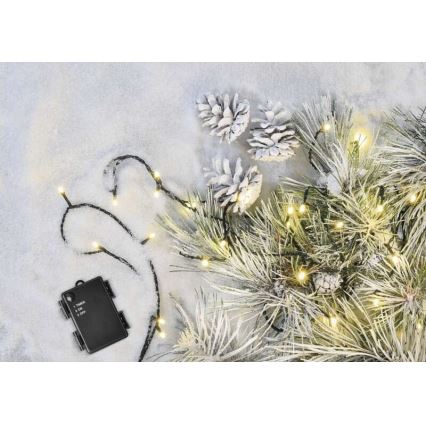 LED āra virtene 80xLED/3xAA 6,1m IP44 silti balta