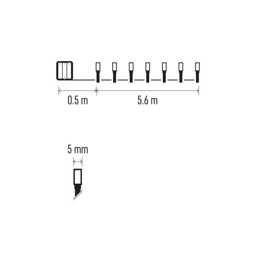 LED āra virtene 80xLED/3xAA 6,1m IP44 silti balta