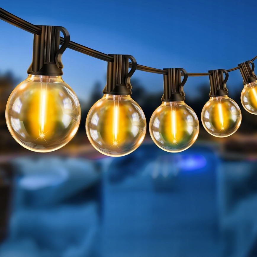 LED ar regulējamu spilgtumu dekoratīvā āra gaismas virtene 25xE12/1W/24/230V 17,5 m IP65 melna + ar tālvadības pulti