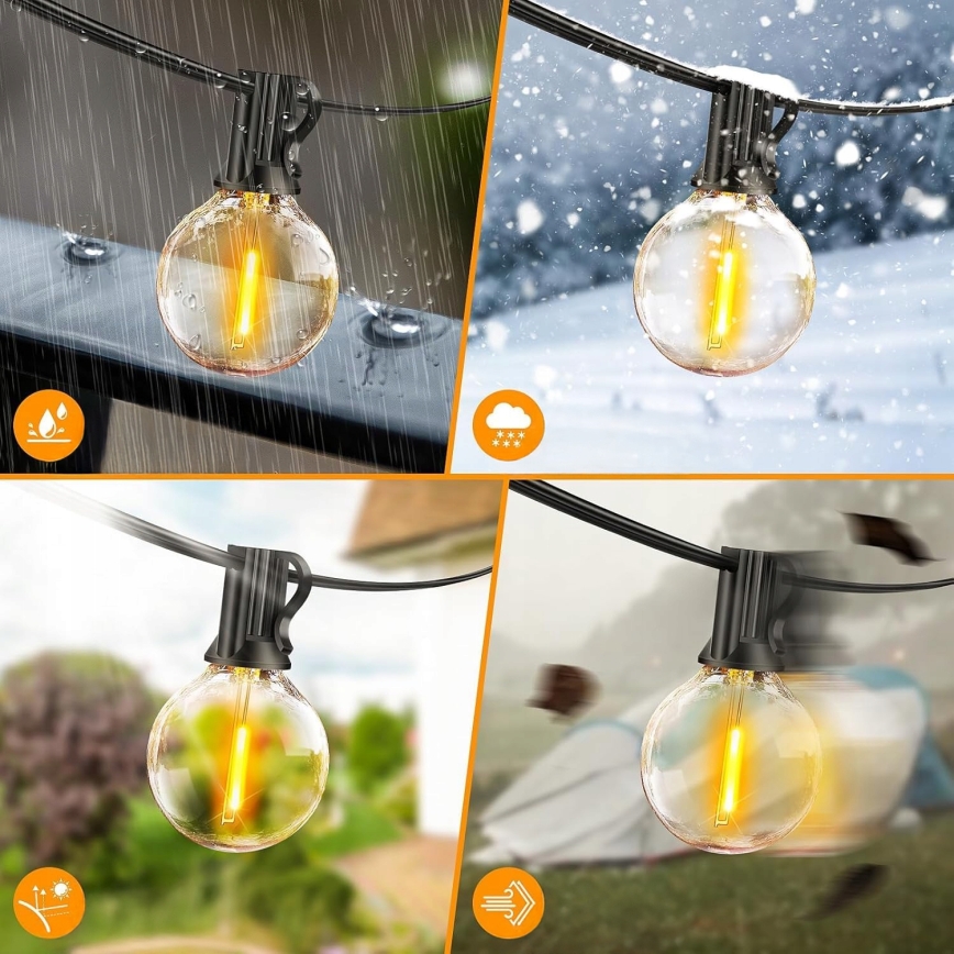 LED ar regulējamu spilgtumu dekoratīvā āra gaismas virtene 25xE12/1W/24/230V 17,5 m IP65 melna + ar tālvadības pulti