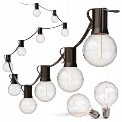 LED ar regulējamu spilgtumu dekoratīvā āra gaismas virtene 25xE12/1W/24/230V 17,5 m IP65 melna + ar tālvadības pulti