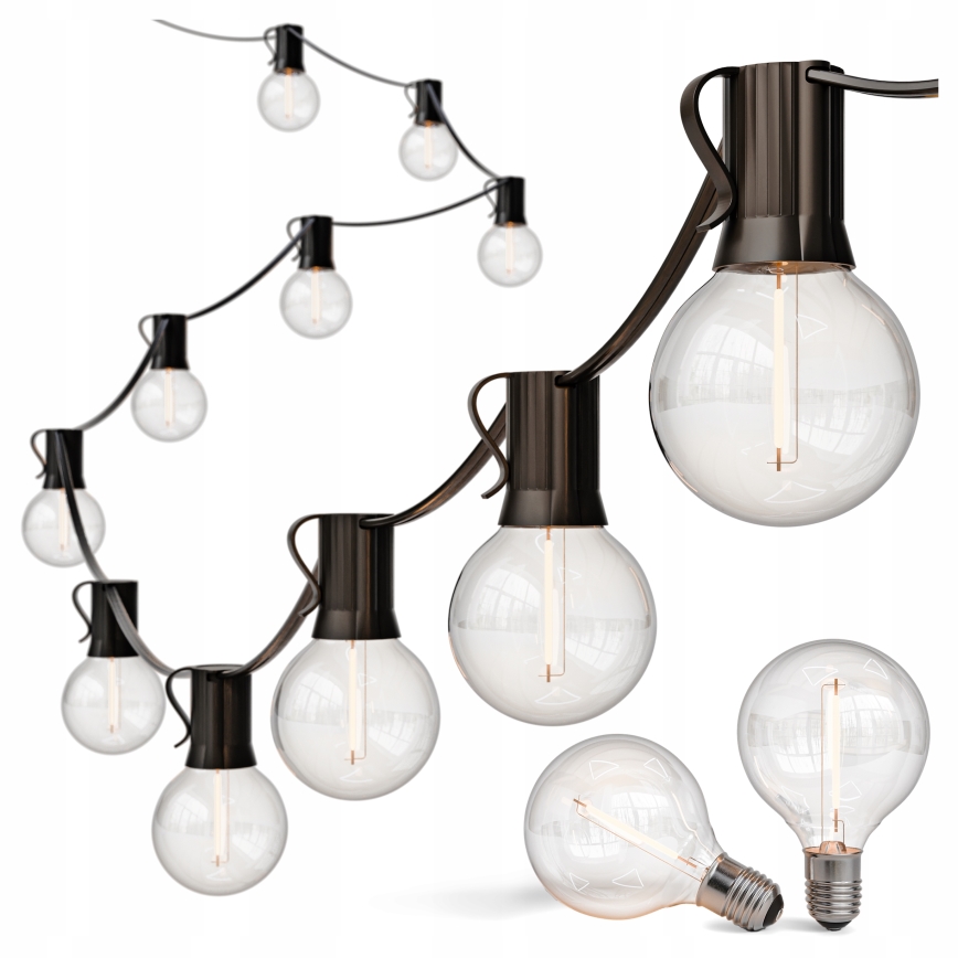 LED ar regulējamu spilgtumu dekoratīvā āra gaismas virtene 25xE12/1W/24/230V 17,5 m IP65 melna + ar tālvadības pulti