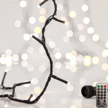 LED āra virtene CLUSTER 200 LED, 8 režīmi, 2,1 m, IP44, silti balta + tālvadības pults