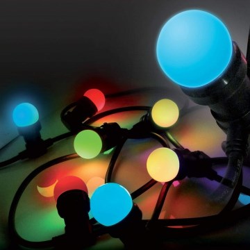 LED Āra virtene EASY CONNECT 8xE27 5m IP44 daudzkrāsaina