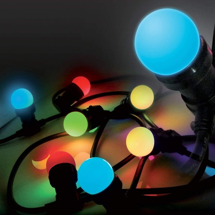 LED Āra virtene EASY CONNECT 8xE27 5m IP44 daudzkrāsaina