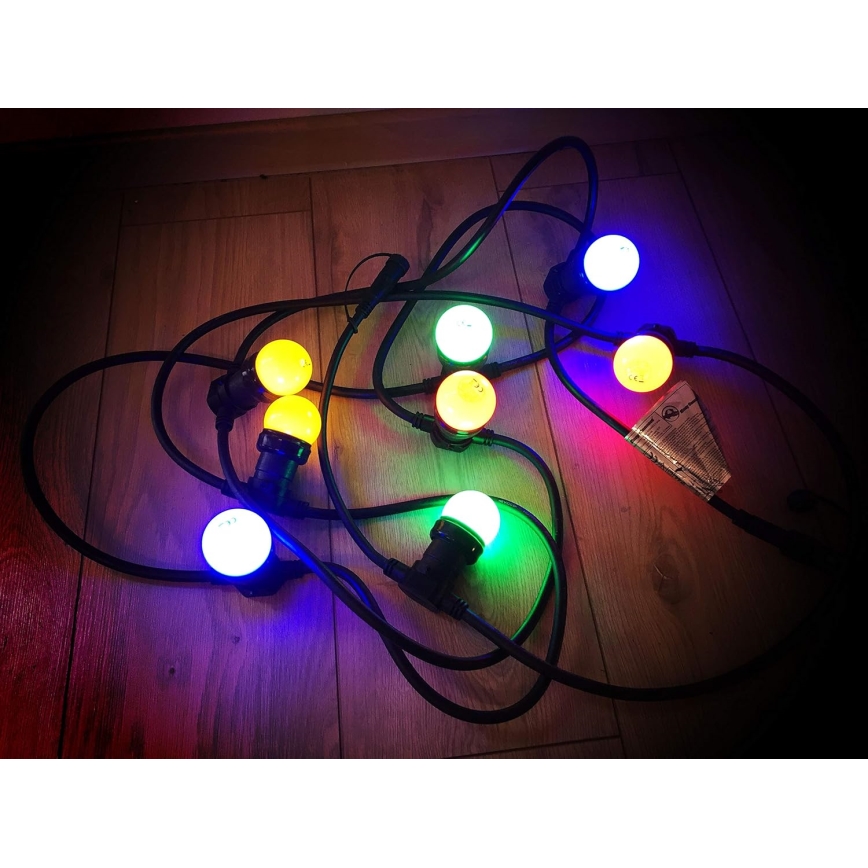 LED Āra virtene EASY CONNECT 8xE27 5m IP44 daudzkrāsaina