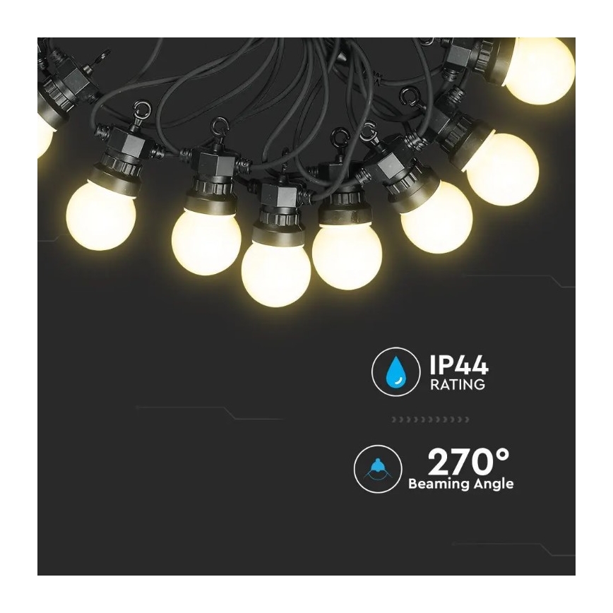 LED Āra virtene STRING 10m 20xLED/0,5W/230V IP44 6000K