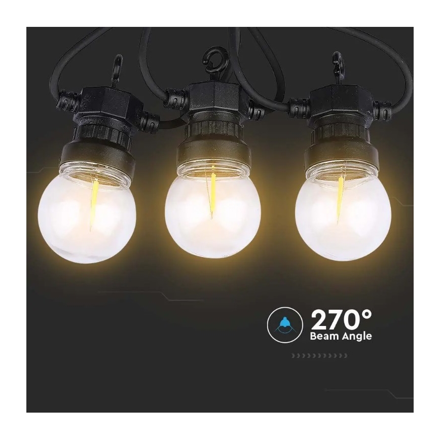 LED Āra virtene STRING 5m 10xLED/0,4W/24/230V 3000K IP44