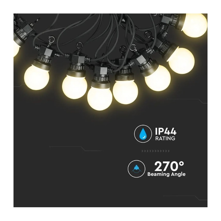 LED Āra virtene STRING 5m 10xLED/0,5W/230V IP44 3000K