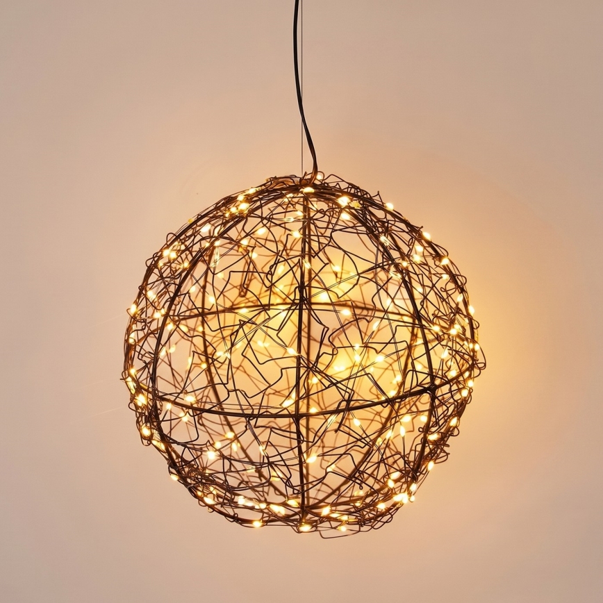 LED āra Ziemassvētku dekorācija 200xLED/230V Ø 18 cm IP44 siltā baltā bumba/melnā