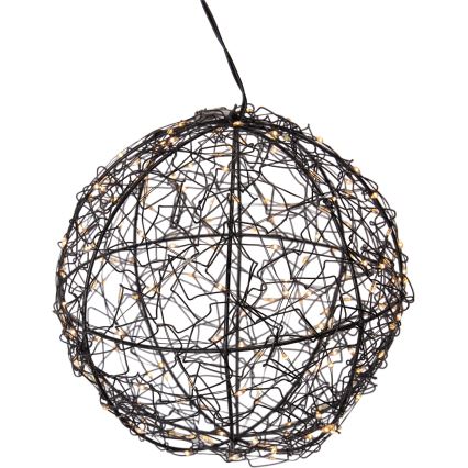 LED āra Ziemassvētku dekorācija 200xLED/230V Ø 18 cm IP44 siltā baltā bumba/melnā