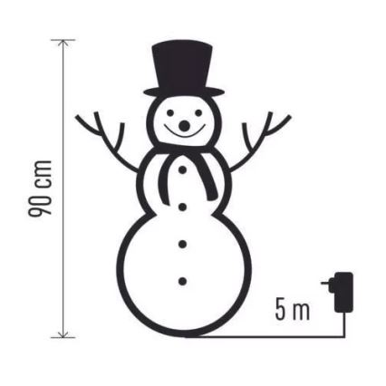 LED Āra Ziemassvētku dekors 80xLED/2,25W/4,5/230V IP44 90 cm sniegavīrs