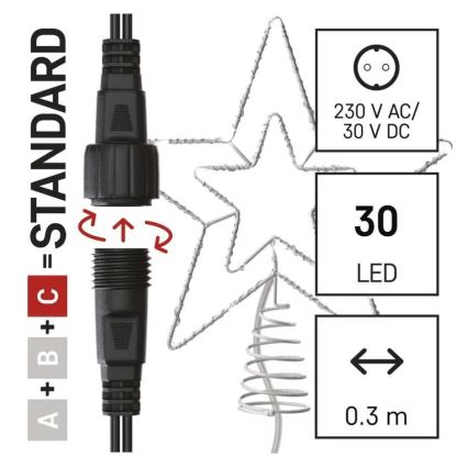 LED Āra Ziemassvētku rotājums 30xLED/4W/30V IP44 vēsi balts