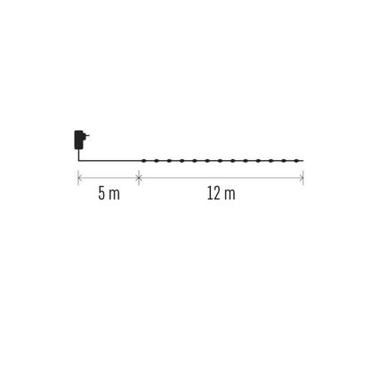 LED āra ziemassvētku virtene 120xLED/17m IP44 silti balta