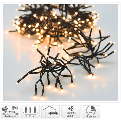 LED āra Ziemassvētku virtene 3000xLED/230V/8 režīmi 24,8 m IP44 silti balta