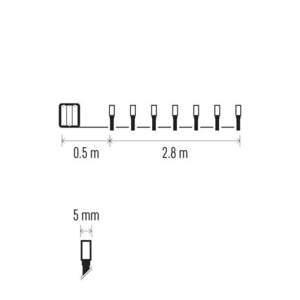 LED āra ziemassvētku virtene 40xLED/3xAA 3,3m IP44 auksti balta