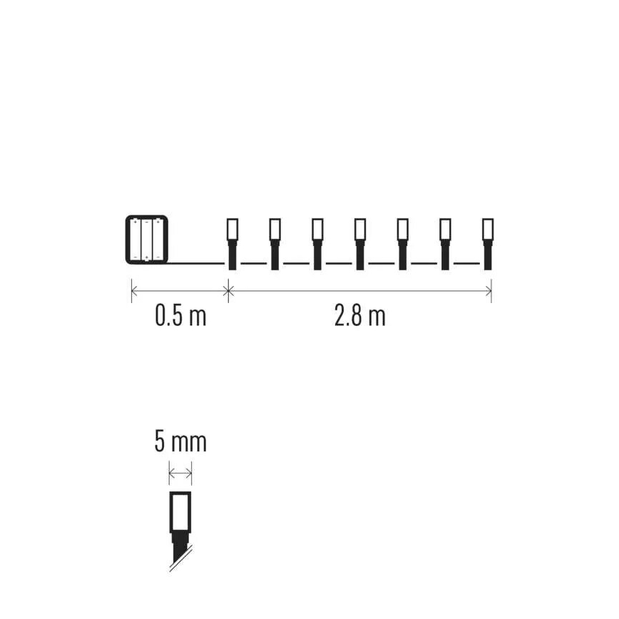 LED āra ziemassvētku virtene 40xLED/3xAA 3,3m IP44 auksti balta