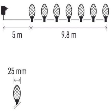 LED āra Ziemassvētku virtene 50x LED/8 režīmi 14,8 m IP44 auksti balta