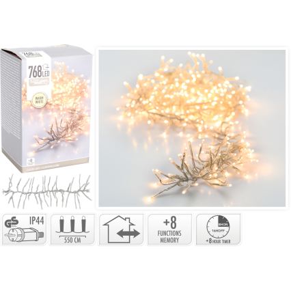 LED āra Ziemassvētku virtene 768xLED/230V/8 funkcijas 8,5 m IP44 siltā balta