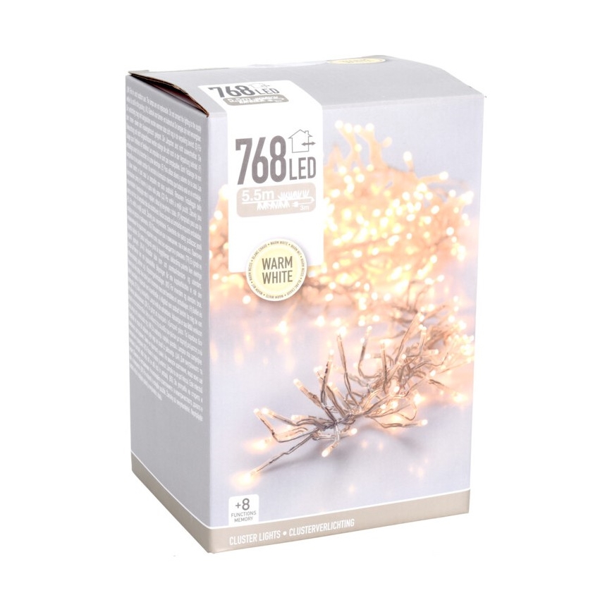 LED āra Ziemassvētku virtene 768xLED/230V/8 funkcijas 8,5 m IP44 siltā balta