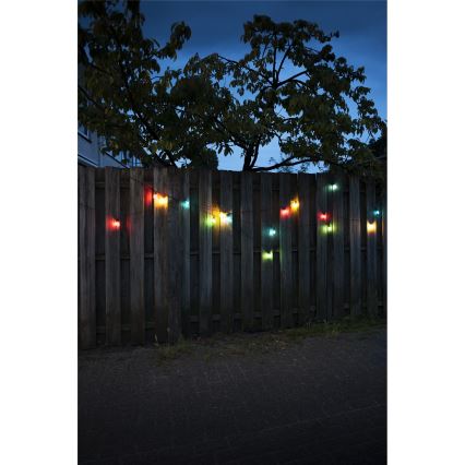 LED āra Ziemassvētku virtene CONE FILAMENT 20xE10 19m krāsaina/siltā balta IP44, Ražots Čehijā