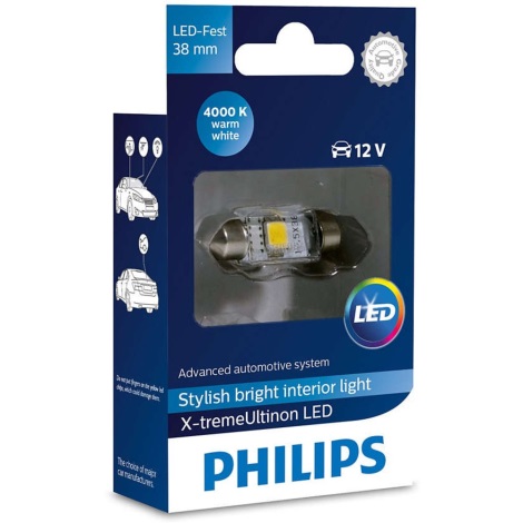 LED Auto spuldze Philips X-TREME ultinon 128584000KX1 LED SV8.5-8/0,8W/12V 4000K