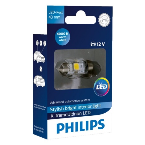 LED Auto spuldze Philips X-TREME VISION 129454000KX1 C5W SV8,5/1W/12V 4000K