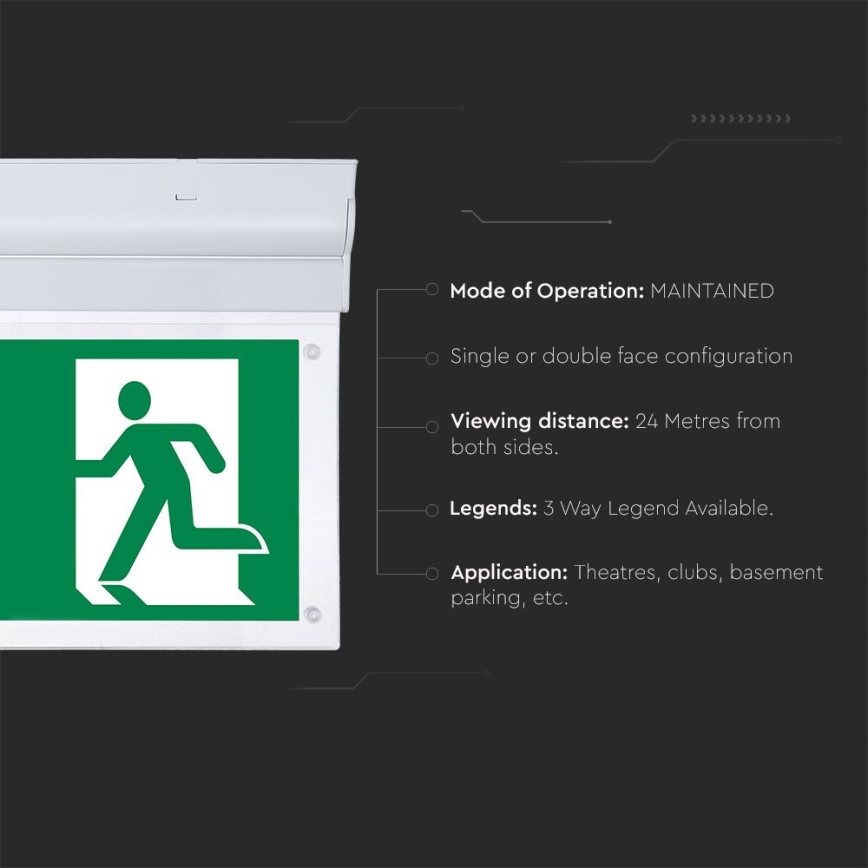 LED Avārijas gaismas lampa EMERGENCY EXIT SAMSUNG CHIP LED/2W/230V 6000K