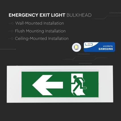 LED Avārijas gaismas lampa EMERGENCY EXIT SAMSUNG CHIP LED/3,8W/230V 6000K