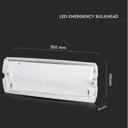 LED Avārijas gaismas lampa ar regulāru funkcionalitātes pārbaudi EMERGENCY EXIT LED/3W/230V 6400K IP65