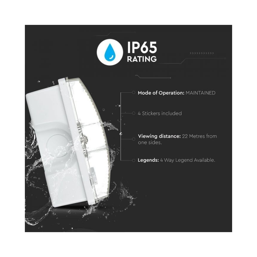 LED Avārijas gaismas lampa EMERGENCY EXIT LED/3W/230V IP65 6000K 1200mAh
