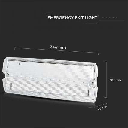 LED Avārijas gaismas lampa EMERGENCY EXIT LED/3W/230V IP65 6000K 1200mAh