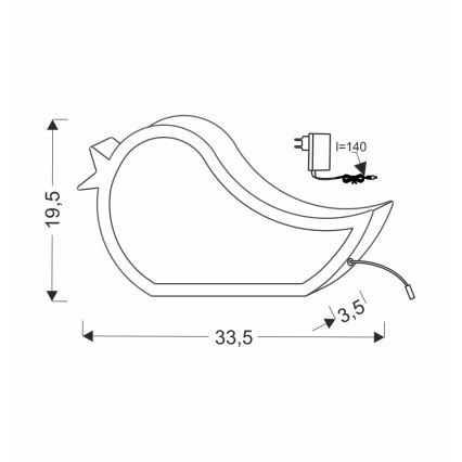 LED Bērnu galda lampa BIRD LED/12W/230V rozā