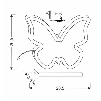 LED bērnu galda lampa BUTTERFLY LED/14W/230V rozā