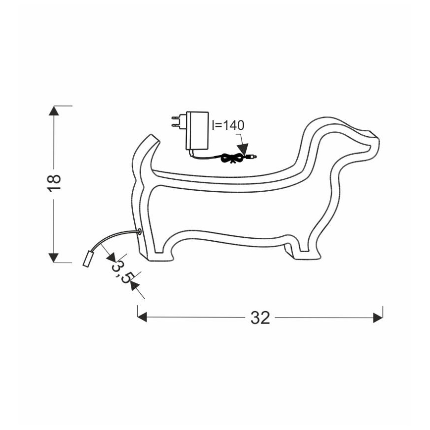 LED Bērnu galda lampa DOG LED/12W/230V melna