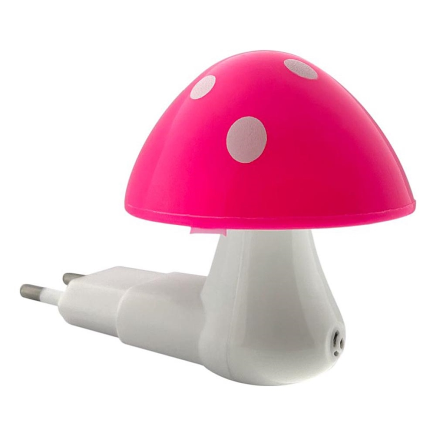 LED Bērnu nakts lampa ar krēslas sensoru LED/0,5W/230V sēne