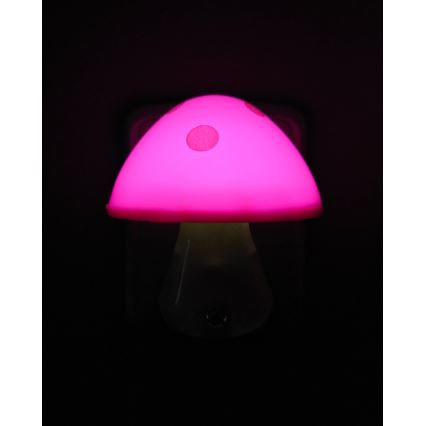 LED Bērnu nakts lampa ar krēslas sensoru LED/0,5W/230V sēne