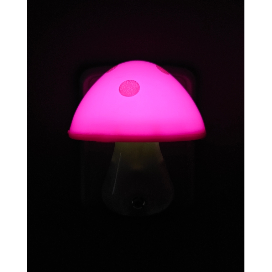 LED Bērnu nakts lampa ar krēslas sensoru LED/0,5W/230V sēne