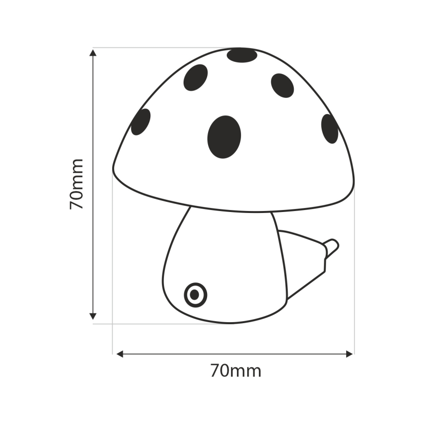 LED Bērnu nakts lampa ar krēslas sensoru LED/0,5W/230V sēne