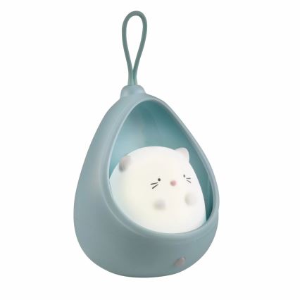 LED Bērnu orientēšanās lampa ar sensoru KITTY LED/0,5W/5V USB 1200 mAh zila