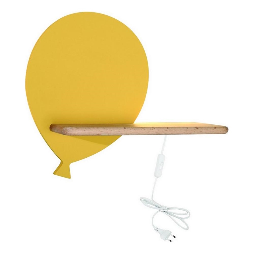 LED Bērnu sienas lampa ar plauktu BALLOON LED/4W/230V dzeltena/koks